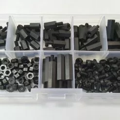 BLACKSTANDOFFM2 Graves RC Hobbies Nylon Black Spacer, Screw And Nut Set - M2